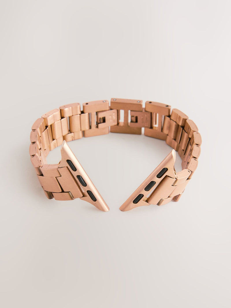 Rose gold stainless steel Apple watch strap, imported from the UK
