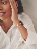 Rose gold stainless steel Apple watch strap, imported from the UK