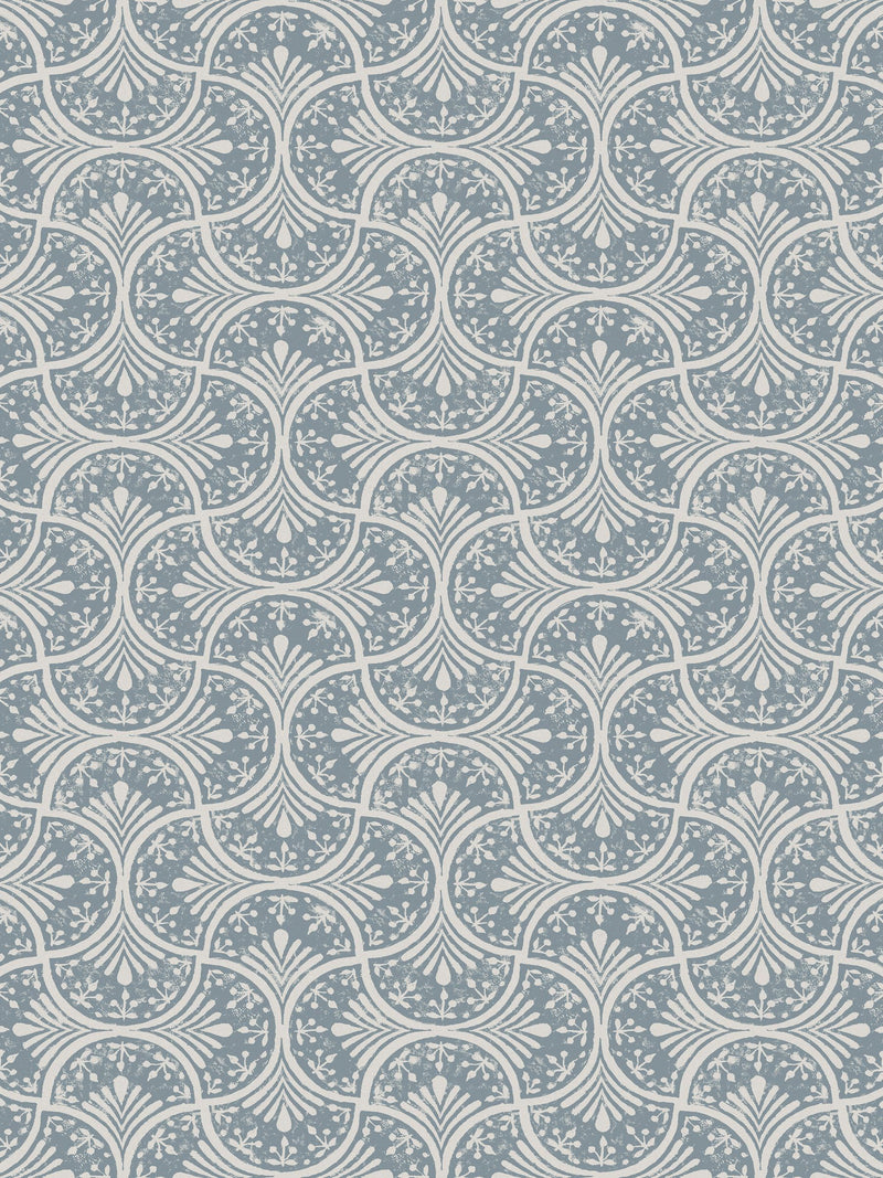 Graham & Brown Blue Hopwood Cottage wallpaper sample (British brand)