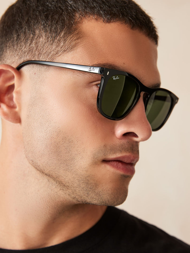 Ray-Ban RB2210 black square sunglasses, imported from the UK