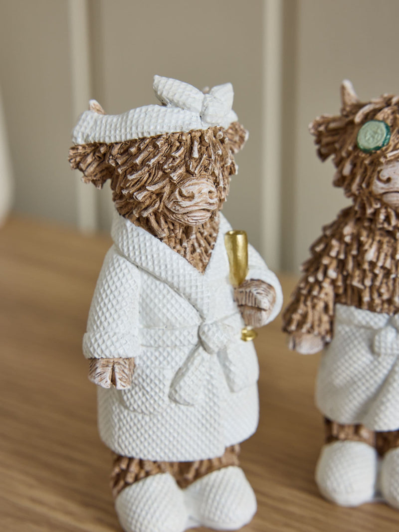 Set of 2 Hamish the Highland Cow spa ornaments (British brand)