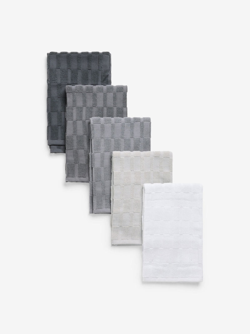 Grey terry tea towel set of five, UK version