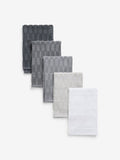Grey terry tea towel set of five, UK version