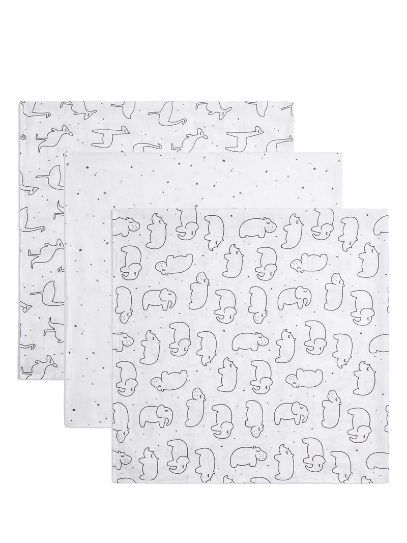 Panda baby muslins 3 pack freckles 70x70cm (British brand)