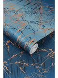 Clarissa Hulse Blue Meadow Grass French Copper wallpaper, imported from the UK