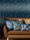 Clarissa Hulse Blue Meadow Grass French Copper wallpaper, imported from the UK