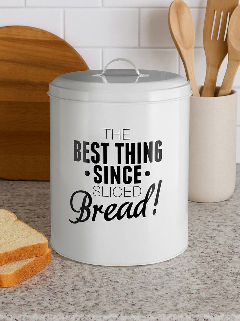 Maison white pun and games bread bin, imported from the UK