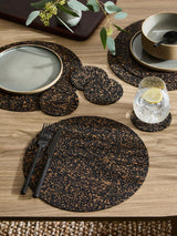 Natural Black Cork Placemats and Coasters Set of 4