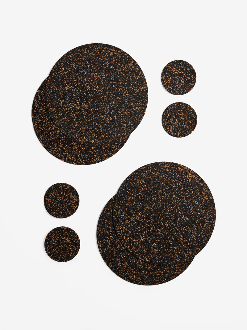 Natural black cork placemats and coasters set of 4 (British brand)