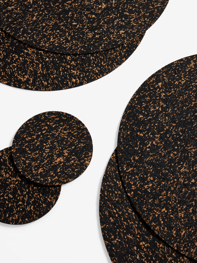 Natural black cork placemats and coasters set of 4 (British brand)