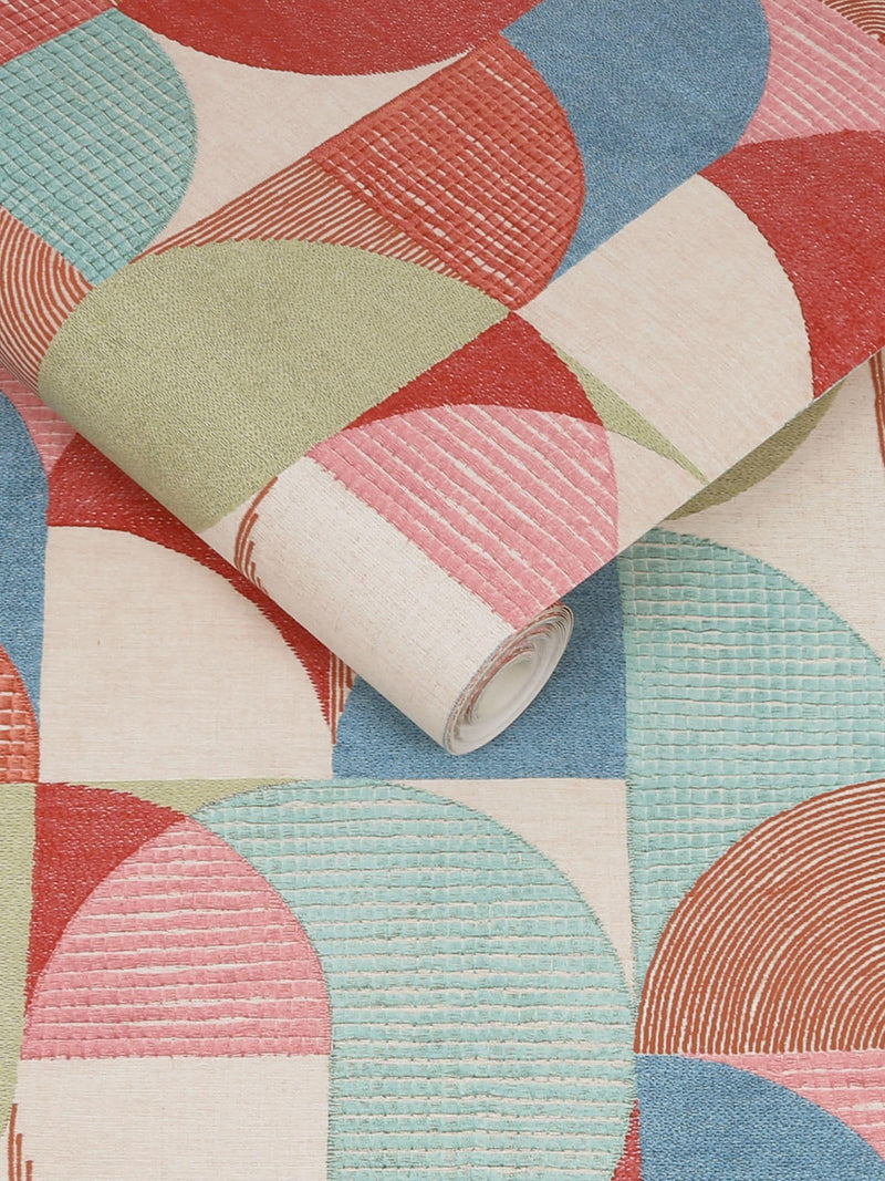 Graham & Brown wallpaper sample Red Stitch Craze, imported from the UK