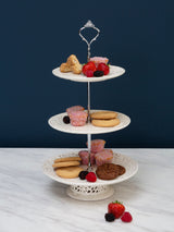 Next Maison by Premier Cream 3 Tier Ceramic Lace Cake Stand- Buy online at McGrocer