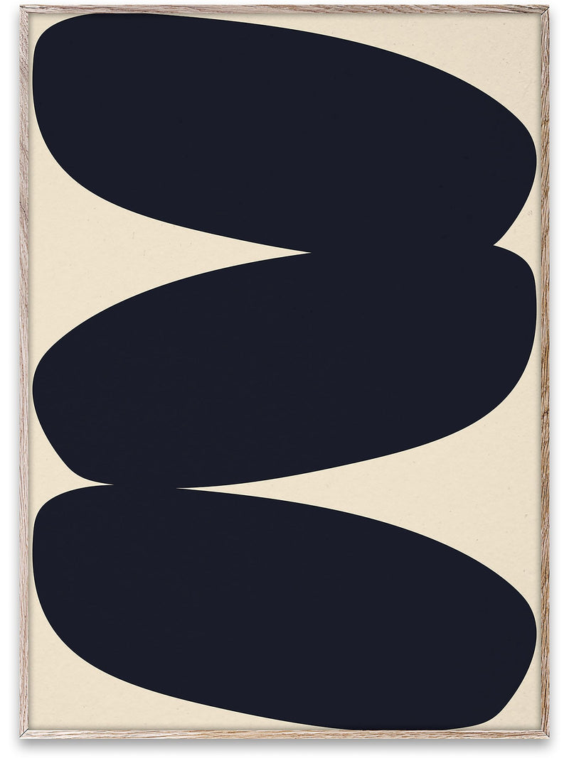 Paper Collective Beige Solid Shapes 01 Framed Wall Art Print in Natural Oak Frame