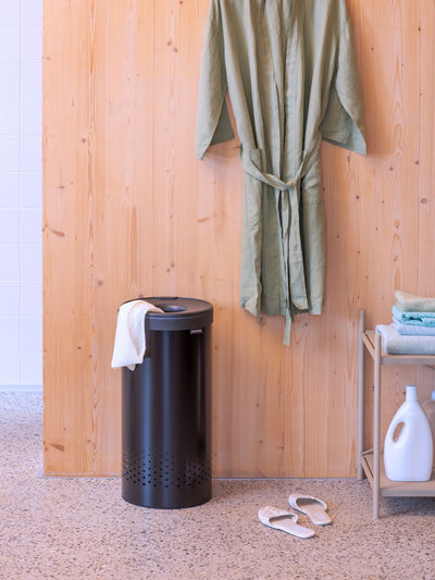Next Brabantia Matt Black Plastic Lid Laundry Bin 35L- Buy online at McGrocer