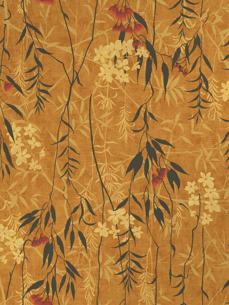 Graham & Brown Yellow Obassia wallpaper sample, imported from the UK
