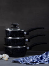 Next Maison by Premier Black Stoneflam 20cm Saucepan with Glass Lid- Buy online at McGrocer