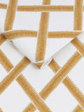 Graham & Brown Yellow Greenskeeper Geo wallpaper sample, imported from the UK