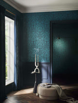 Next Graham & Brown Blue Hartley Damask Wallpaper Sample- Buy online at McGrocer