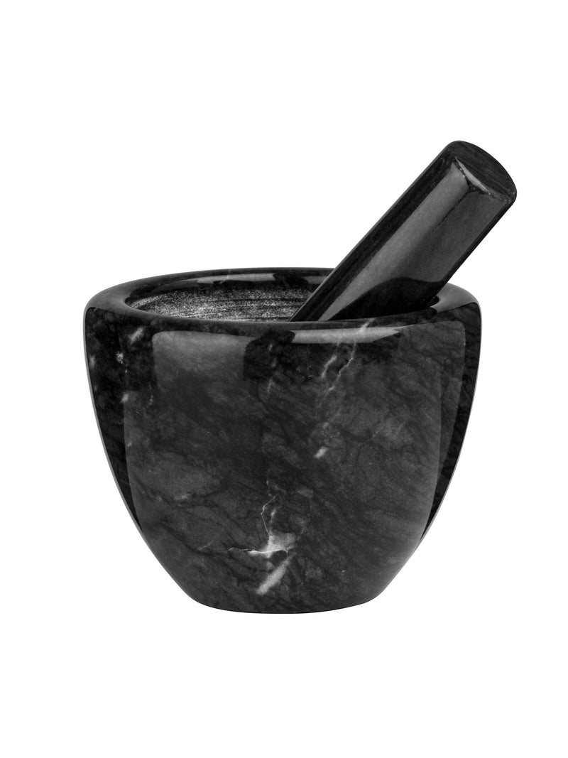 Interiors by Premier black marble pestle and mortar set 9x12x12cm, UK version