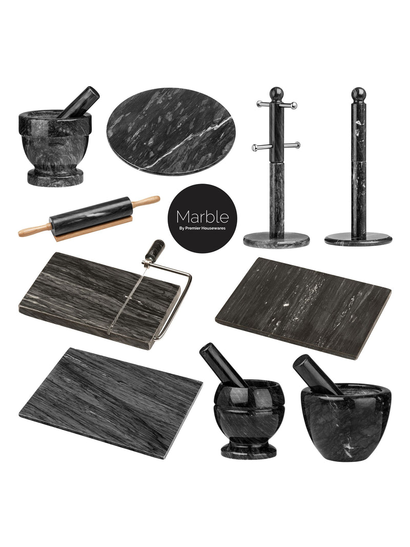 Interiors by Premier black marble pestle and mortar set 9x12x12cm, UK version