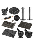 Interiors by Premier black marble pestle and mortar set 9x12x12cm, UK version