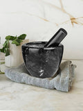 Interiors by Premier black marble pestle and mortar set 9x12x12cm, UK version