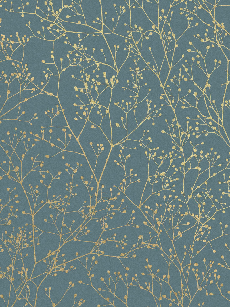 Clarissa Hulse blue gypsophila decorative paper with soft gold print (British brand)