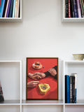 Paper Collective Red First Date Framed Wall Art Print in Dark Oak Frame