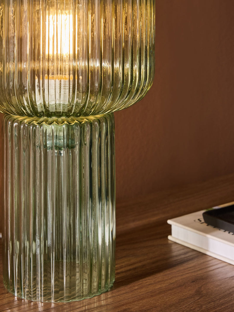 MADE.COM Briz table lamp green glass shade - British product