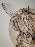 Bronx Hamish The Highland Cow black wire wall art - British product