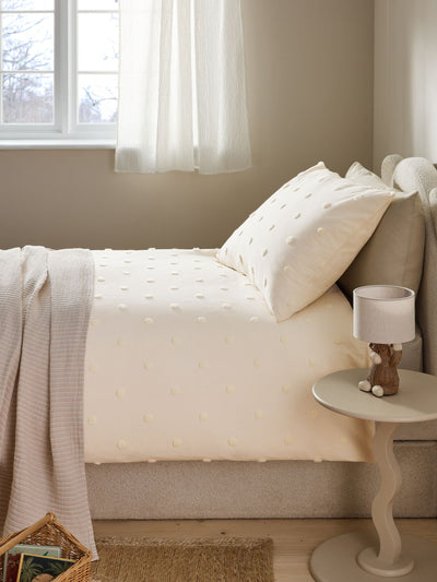 Next Natural Tufted Spot 100% Cotton Duvet Cover and Pillowcase Set- Buy online at McGrocer