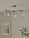 Derwent brushed nickel flush ceiling light 3 glass shades (British brand)