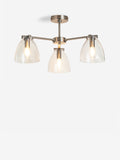 Derwent brushed nickel flush ceiling light 3 glass shades (British brand)