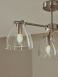 Derwent brushed nickel flush ceiling light 3 glass shades (British brand)