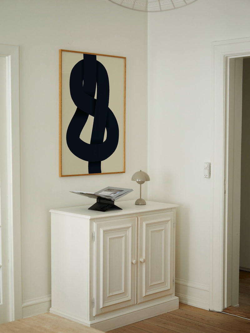Paper Collective Black The Knot framed wall art print in natural oak frame, imported from the UK