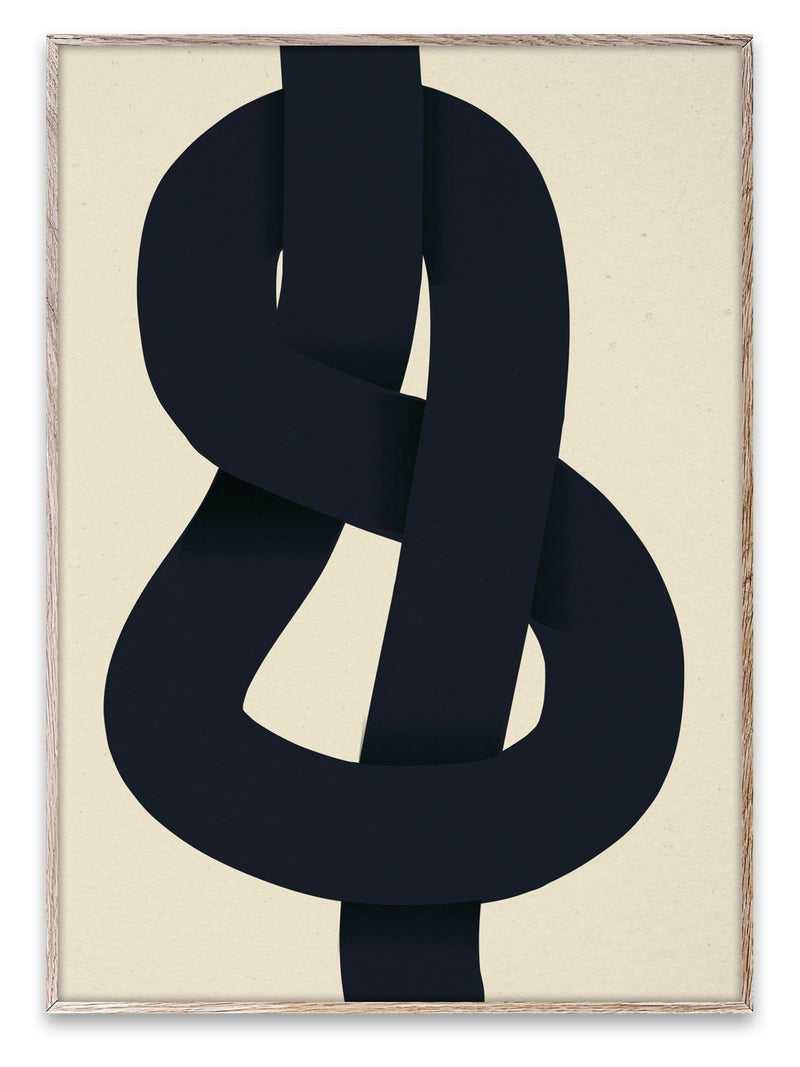 Paper Collective Black The Knot framed wall art print in natural oak frame, imported from the UK