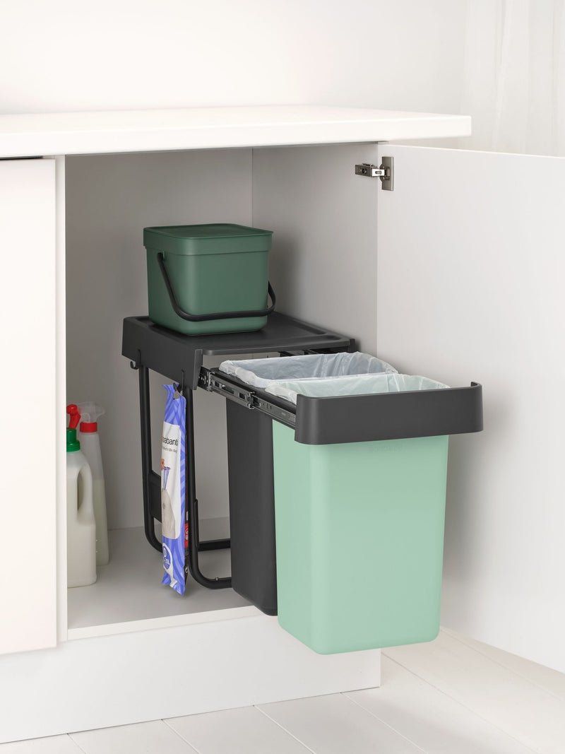 Brabantia Dark Grey Sort And Go built-in bin 2x15L - British product