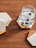 Maison by Premier white marble and copper inlay coasters set of 4, imported from the UK