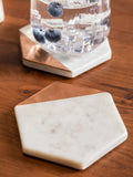 Maison by Premier white marble and copper inlay coasters set of 4, imported from the UK