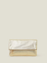 Next Accessorize Gold Leather Fold Over Clutch Bag- Buy online at McGrocer