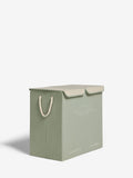 Sage green laundry sorter basket with embroidered detail - British product
