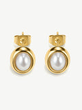 D.LOUISE gold tone mini pearl stud earrings - British product