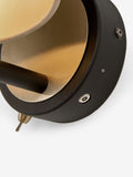 Brass Hudson wall light brushed brass fabric shade, imported from the UK