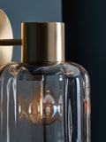 Jensen rechargeable wall light brass smoked glass - British product