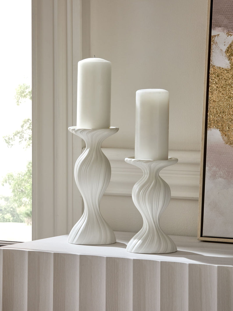 White ceramic pleat pillar candle holder (British brand)