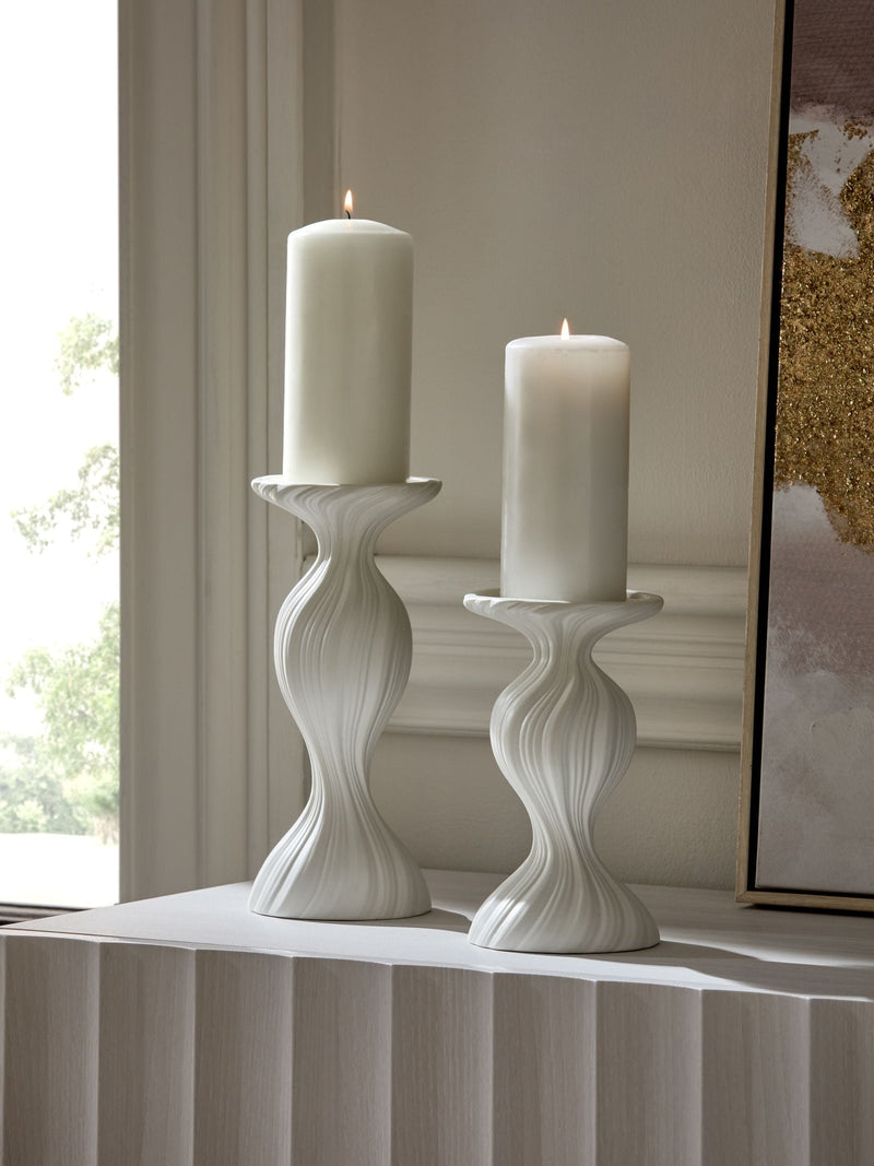 White ceramic pleat pillar candle holder (British brand)