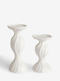 White ceramic pleat pillar candle holder (British brand)