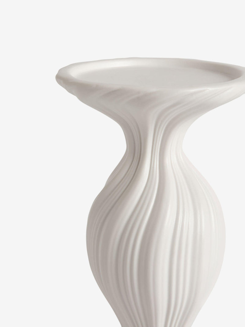 White ceramic pleat pillar candle holder (British brand)