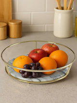 Next Interiors by Premier White Marble and Brass Finish Fruit Basket Decorative Fruit Bowl 27cm Wide- Buy online at McGrocer