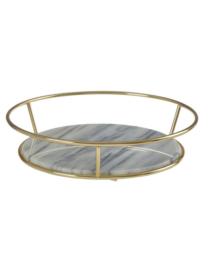 Interiors by Premier white marble and brass finish fruit basket 27cm wide, UK version